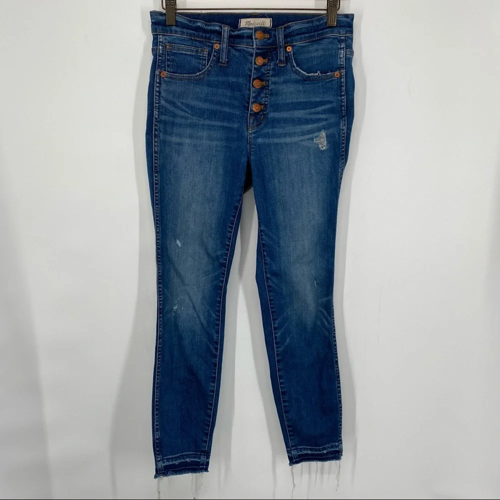 SOLD Madewell 10” High Rise Skinny Button Fly Released Hem Jeans - Picture 2 of 7